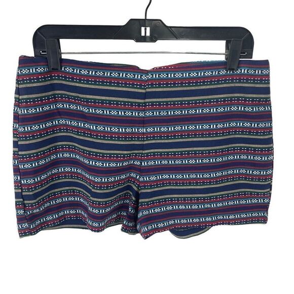 Jolt Women's Aztec Print Zip Pleated Back Dress Shorts Blue Multicolor Size 9 - Picture 4 of 8